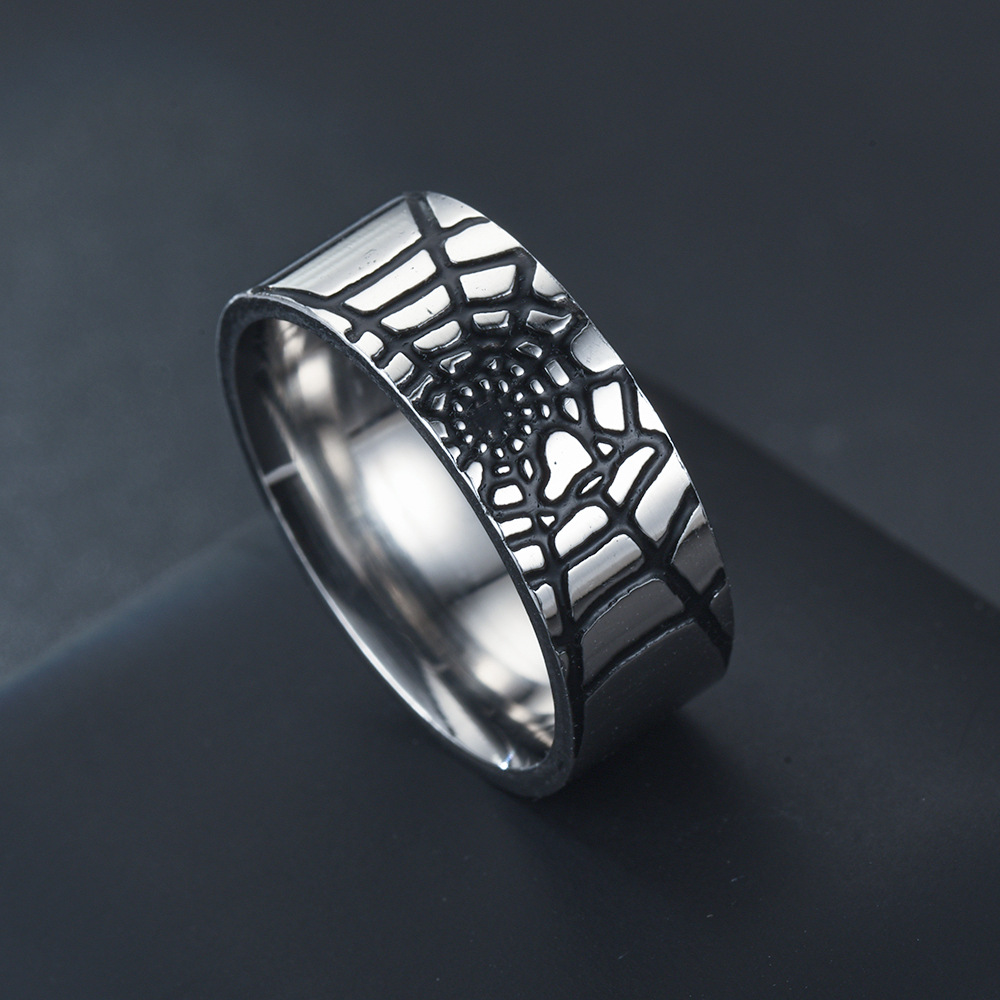 Initial Ring Custom - Anello semplice in ragnatela in acciaio