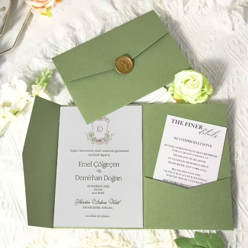 Wax Seal Letter Kit - 10 Pezzi/Lotto Buste Tri-Fold Verdi 18x13cm